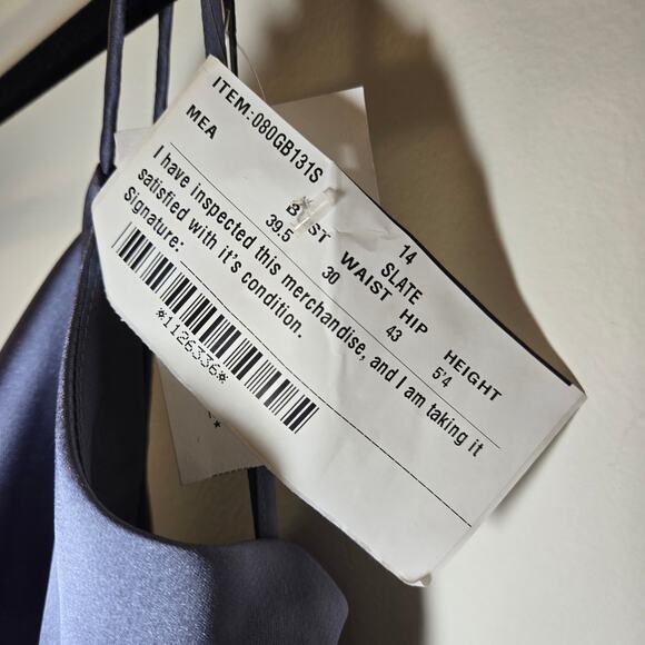 Amsale NWT Chloe Elegant Satin Evening Gown in Slate Size 14 - Picture 15 of 15